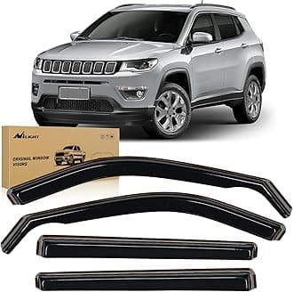 Nilight Vent Window Visors for Jeep Compass 2017-2024 2025 2026, Inside Mount Rain Guards, Low Profile Wind Deflectors for Rain & Fresh Air Ventilation, Smoke Tinted, 4PCS