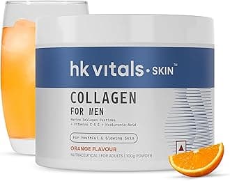 Marine Collagen Supplement for Men (Orange, 100g) | Vitamin C, E, Sodium Hyaluronate | For Youthful & Glowing Skin