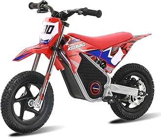 OLALA Electric Dirt Bike for Kids 3-5, 12" Electric Motorcycle with 200W Motor, 2-Speed Safety Mode, Beginner Dirt Bike with Disc Brake, Outdoor Ride On Toy Gift, Red