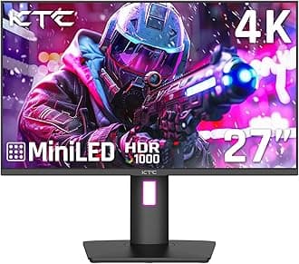 27 Inch 4K Mini LED Monitor, Fast IPS, HDR1000 160Hz 144Hz Gaming Monitor, Speakers, Type-C 90W, HDMI/DP/USB, Swivel/Height/Pivot/Tilt, VESA, Vertical Monitor for Gaming & PC