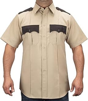 First Class 100% Polyester Two Tone Short Sleeve Men's Uniform Shirt