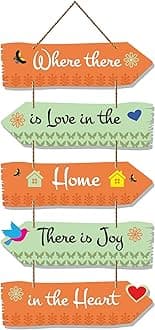 Artvibes Home Quotes Decorative Wall Art Wooden Hanger For Living Room | Bedroom | Gifts | Modern Painting Artworks Hangings For Home Decoration (Wh_7302N) Set Of 5