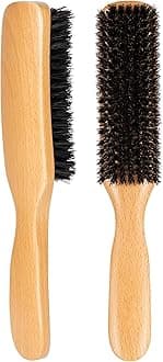 STYLEMATE Slick Back Hair Brush for Women Men, Natural Soft Boar Bristle Hair Brush for Thin & Fine Hair, Medium Hardness Smoothing Hairbrush for Polishing, Deepening & Styling