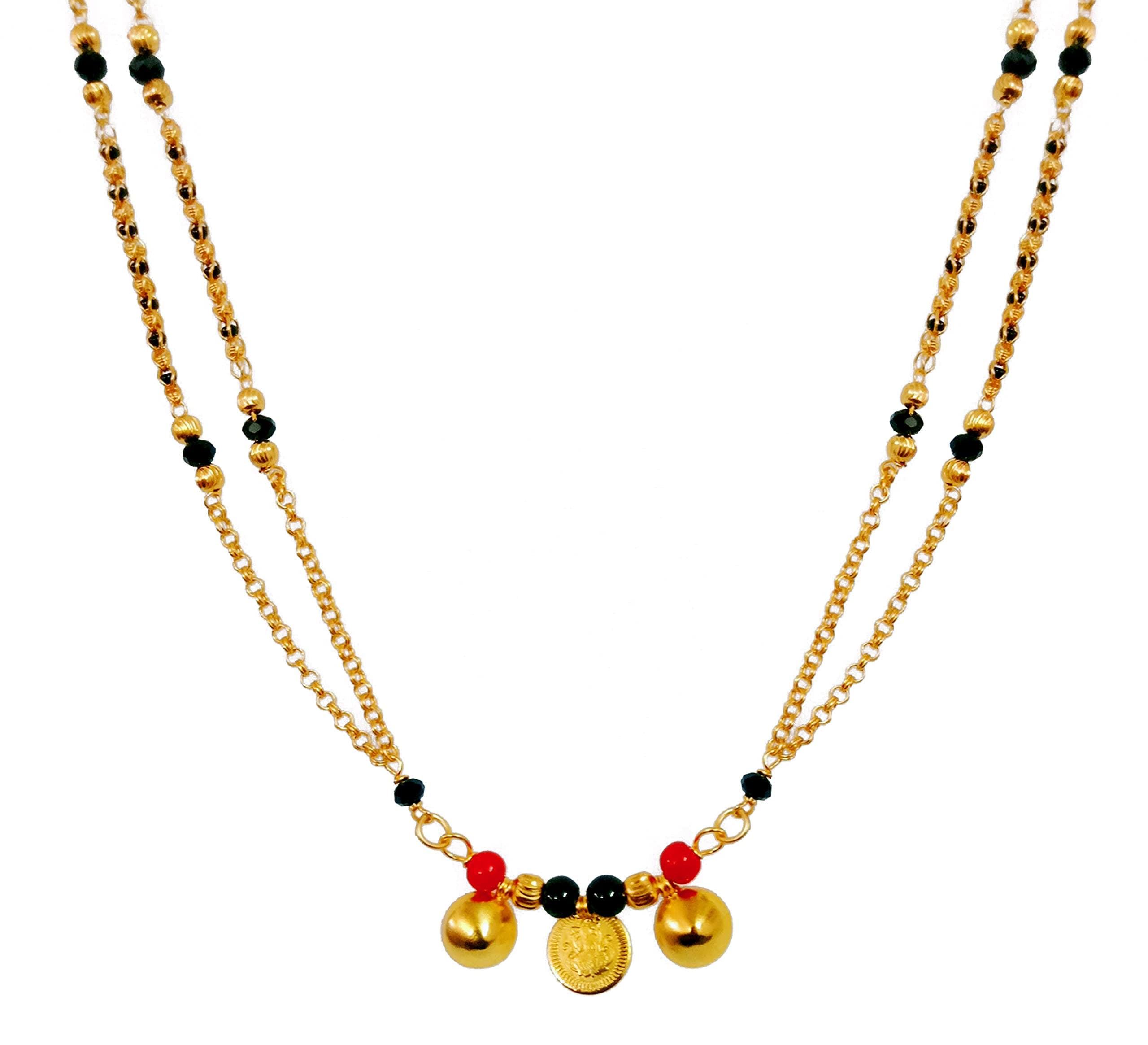 Adorelabel Designer Multicolour Gold Plated Vintage Handmade Ruby Emerald and Pearl Beads Chain Necklace Matar Mala Party Wear for Women and Girls
