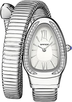 Gosasa Snake Bracelet Watch for Women, Elegant Bangle Wrist Watch with Flexible Wrap Strap Design, Fashion Jewelry Style Quartz Watch, Adjustable Cuff Watch for Dress & Gift