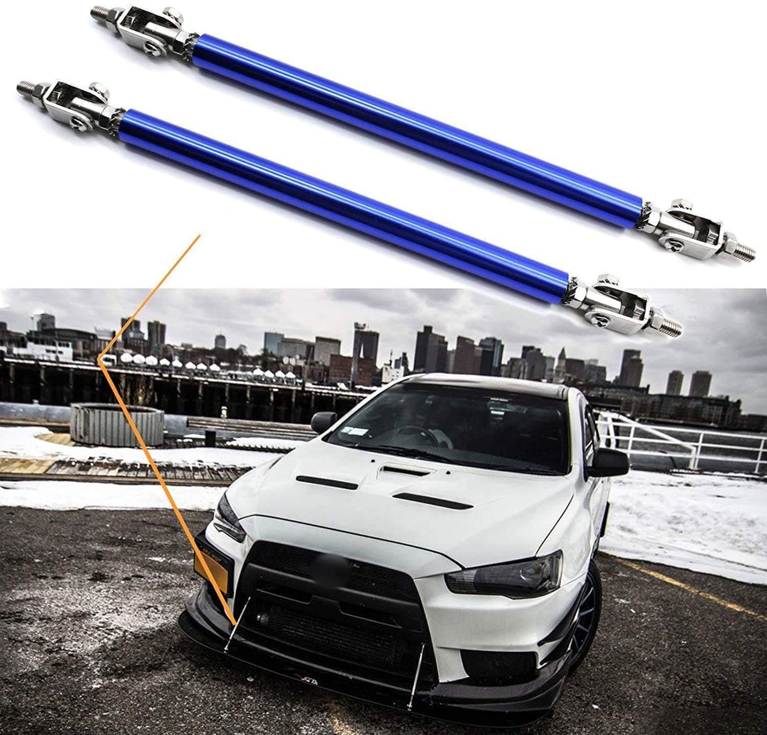 AUTO MT 2X Blue Adjust Splitter Rod Front Bumper Lip Splitter Strut Rod Tie Support Bars Universal Fit