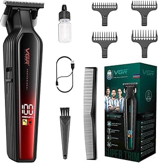 VGR 930 Professional Beard Trimmer Hair Clippers for Men, 360 Minutes Run Time Hair Trimmer for Men, Zero Gapped Barber Clippers with T Blade, USB-C Rechargeable Cordless Edgers Clippers, Red