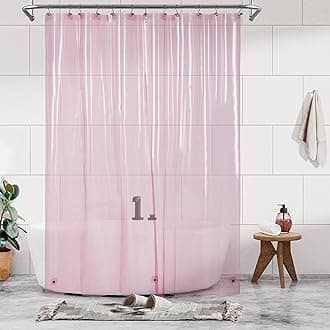 Barossa Design Extra Long Clear Pink Shower Curtain Liner with 3 Magnets - 72" x 84" XL, Waterproof PEVA Lightweight Shower Liner for Bathroom, PVC Free, Metal Grommets - Clear Pink, 72x84