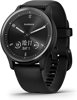 Garmin vívomove Sport, 40mm Hybrid Smartwatch with Health and Fitness functions, Hidden Touchscreen Display and up to 5 days battery life, Black