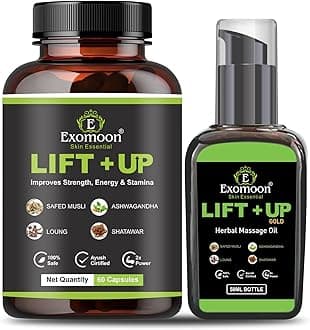 - Exomoon Lift Up Natural Massage Oil 50 ml And Lift Up Capsules 60 Pies With Pure & Natural Ingredients, No side Effect