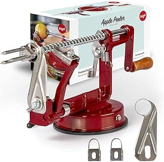 Ikigai Apple Peeler - Apple Peeler Slicer Corer - Heavy Duty Apple Pealer with Suction Base - Spiral Cutter Machine - Including 3 Replacement Blades