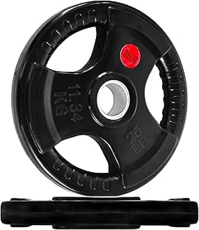 Fitvids Olympic 2-Inch Cast Iron Plate Weight Plate for Strength Training and Weightlifting, Rubber Coated Style, 25LB Pair