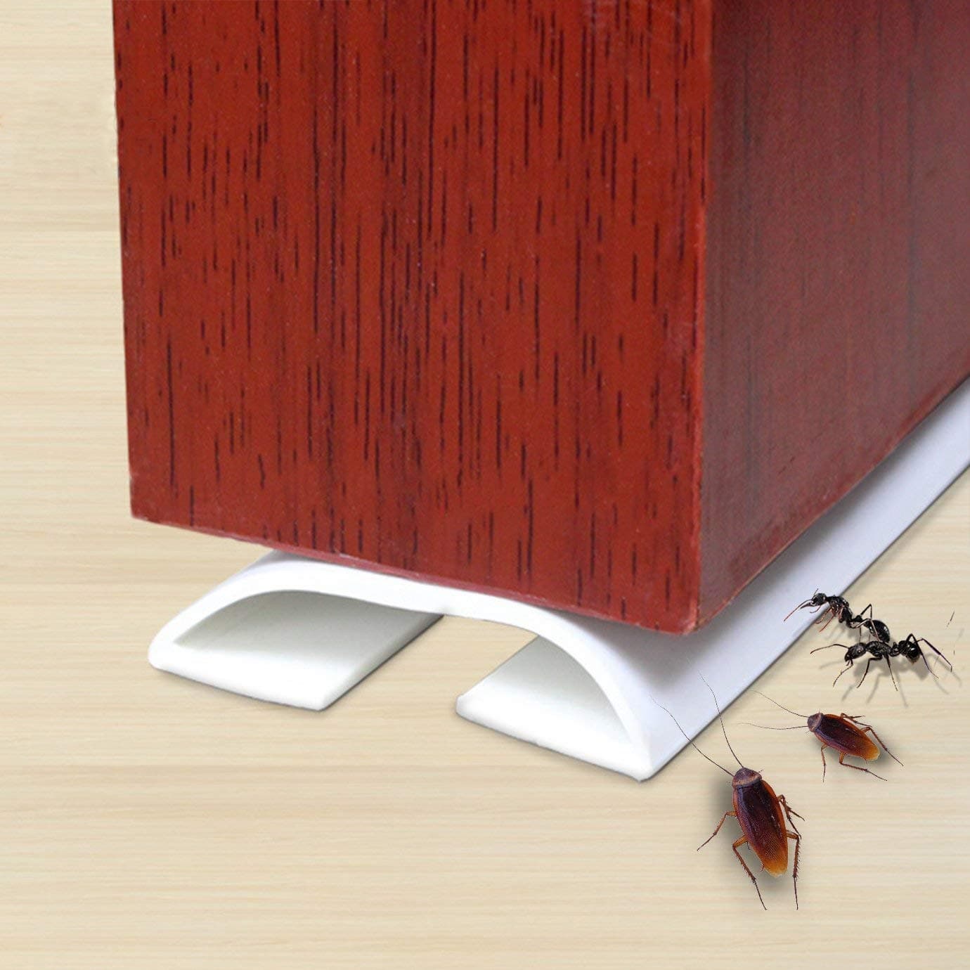 Door Draft Stopper,Under Door Threshold Bar Seal Strip,Self Adhesive Rubber Energy Saving Soundproof Noise Guard,39" (White)