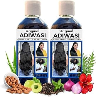VegHerbs Original Karnataka Adiwasi Hair Oil | Ayurvedic Hairs Growth Adiwasi Herbal Kesh Tel With Onion, Rosemary, Castor, Amla, Almond, Coconut, Brahmi & Bhringraj Oil | 100Ml Adiwashi-DS9