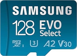 SAMSUNG EVO Select Micro SD-Memory-Card + Adapter, 128GB microSDXC 130MB/s Full HD & 4K UHD, UHS-I, U3, A2, V30, Expanded Storage for Android Smartphones, Tablets, Nintendo-Switch (MB-ME128KA/AM)