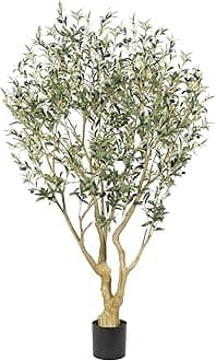Realead 6ft Olive Trees Artificial Indoor - Large Faux Olive Tree with Realistic Leaves and Olives - Full and Grand Design Fake Olive Tree with Sturdy Base for Indoor Outdoor Office Decor