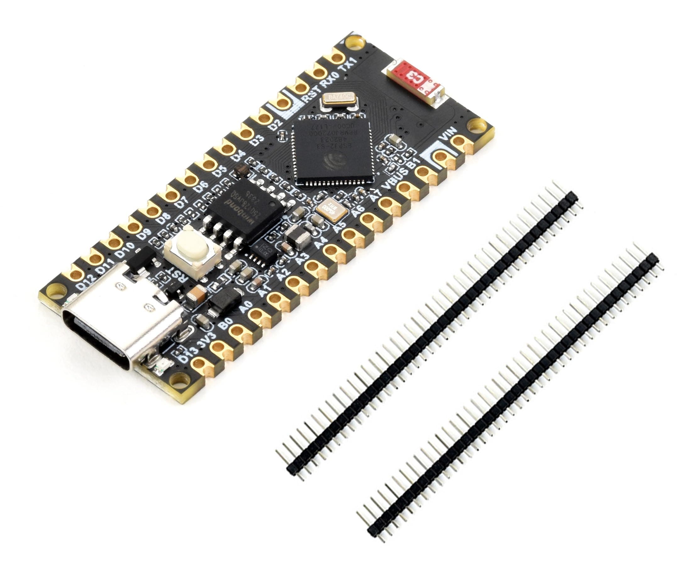 ESP32-S3-Nano Microcontroller Development Board, Based on ESP32-S3R8 Chip, Integrates 2.4GHz W-i-F-i and Blue-Too-th LE Dual-Mode Wire-Less Communication Compatible with Arduino Nano ESP32