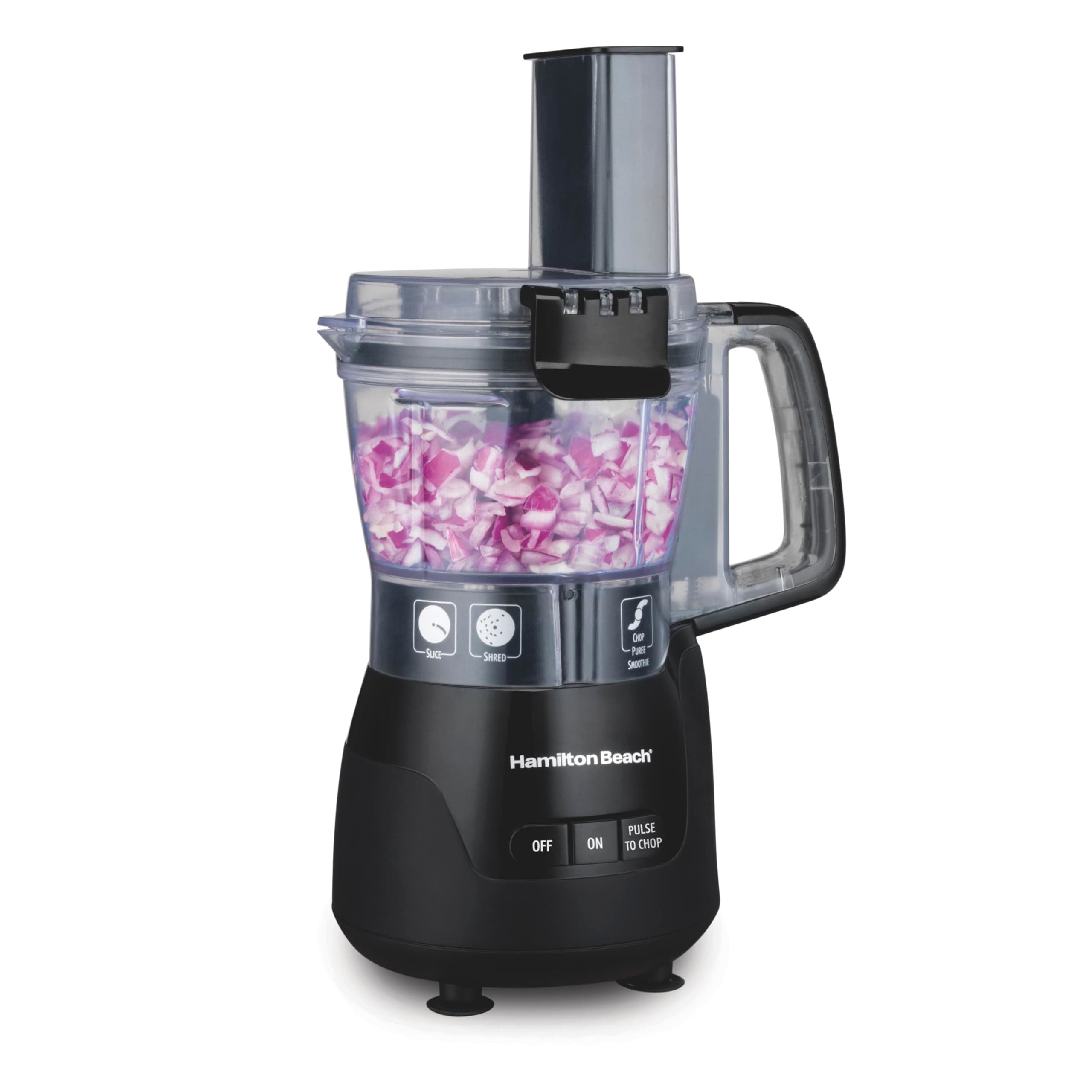Stack & Snap 4-Cup Mini Food Processor & Vegetable Chopper, 250 Watts, for Slicing, Shredding, and Puree, Black (70510)