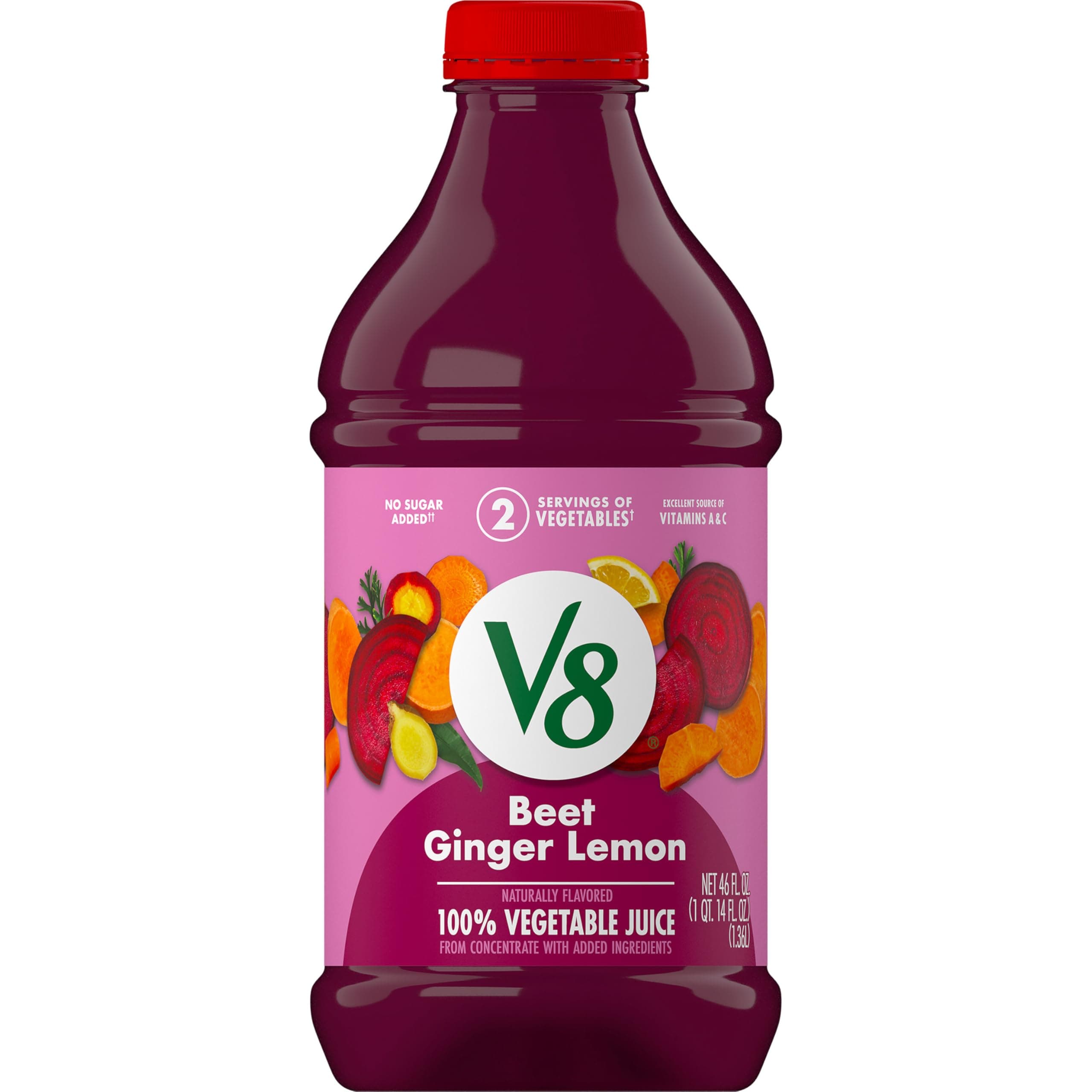 V8 Beet Ginger Lemon 100% Vegetable Juice, 46 fl oz Bottle