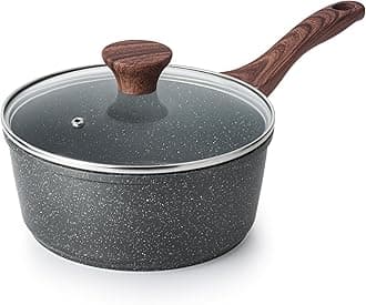 SENSARTE Nonstick Saucepan with Lid, 2.5 Quarts Medium Pot with Swiss Granite Coating, Stay-cool Handle, Multipurpose Handy Sauce Pan Small Kitchen Cooking Pot, Induction Comptable, PFOA Free