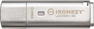 Kingston IronKey Encrypted USB Drive 256GB USB3.2 (Gen1)/3.1/3.0 XTS-AES Encryption Multi-Password IronKey Locker+ 50 IKLP50/256GB