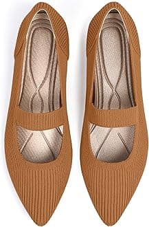 Women's Flats Shoes Pointed Toe Knit Washable Ballet Comfortable Dressy Mary Jane Flat