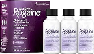 Women's Rogaine 2% Minoxidil Topical Solution for Hair Thinning and Loss, Topical Treatment for Women's Hair Regrowth, 3-Month Supply, Unscented