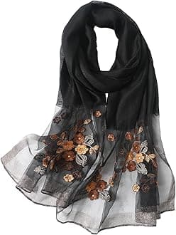 WINCESS.YU Silk Scarf for Women Lightweight Shawls and Wraps for Weddings Fashion Pashmina Shawl Embroidered Scarves