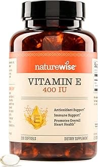 NatureWise Vitamin E 400 IU Softgels (180mg DL-Alpha) - Dairy, Gluten, and Soy Free, Non-GMO Antioxidant Dietary Supplement for Skin, Heart, Eye, and Immune Health Support - 200 Count