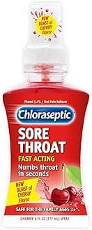 Sugar-Free Sore Throat Spray, Cherry, Spray Soothes Throat Pain in Seconds, 6 Fl Oz