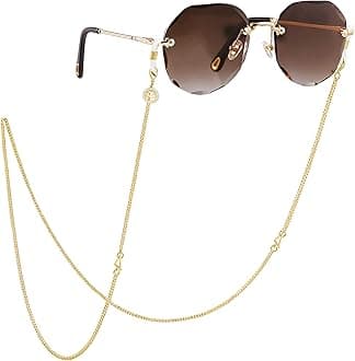 PEARLADA 18K Gold Eyeglass Chain Sunglasses Strap Holder Reading Glasses Retainer Gold Beaded Chain String Cord Lanyard