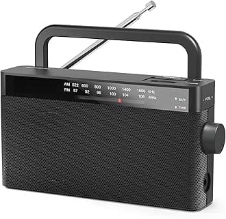 Goodes Portable AM/FM Radio with Best Reception - Battery Operated & USB Powered Transistor Radio - Loud Speaker, Large Knob & Headphone Jack - Perfect for Elderly, Home, Emergency, Gifts