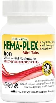 NaturesPlus Hema-Plex Iron - 60 Slow-Release Mini-Tabs - 2 Pack - 85 mg Chelated Iron - Total Blood Health - with Vitamin C & Bioflavonoids - Vegan, Gluten Free - 60 Total Servings