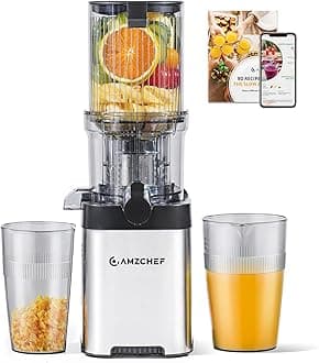 Cold Press Juicer, Juicers Machines - Wide Mouth & Large Feed Chute for Whole Fruits & Vegetables, Stainless Steel Slow Masticating Juice Easy to Clean, Large Auger, Double Strainers
