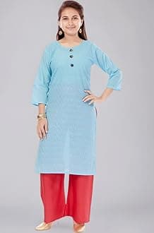 Aarika Girls Casual Wear Yellow Colour Embroidery Cotton Kurti