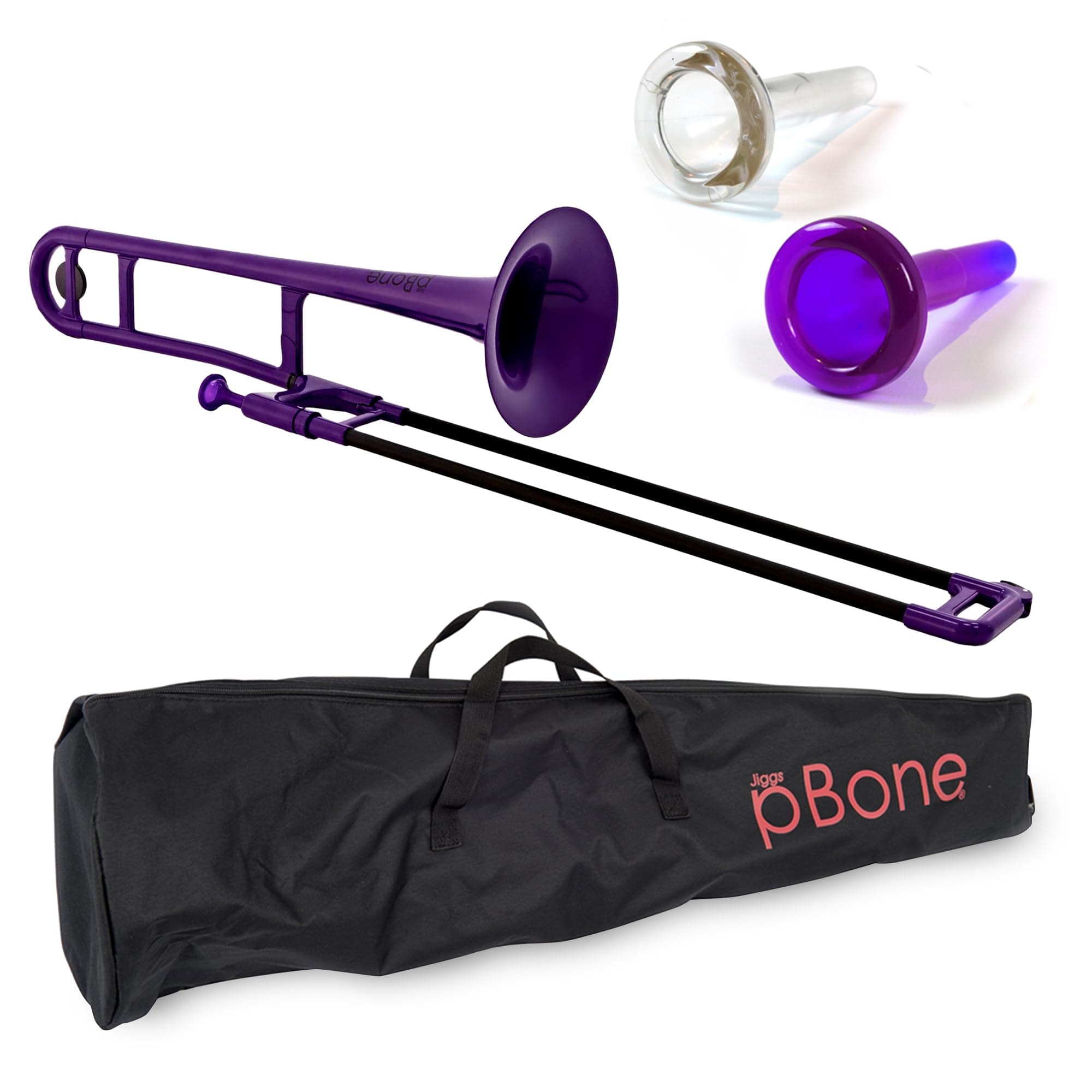 pBone Bb Plastic Trombone - Lightweight pInstruments Design with Ergonomic Grip - Includes Mouthpieces & Carrying Bag - Authentic Bb Sound for Students & Beginners - Durable ABS - Purple