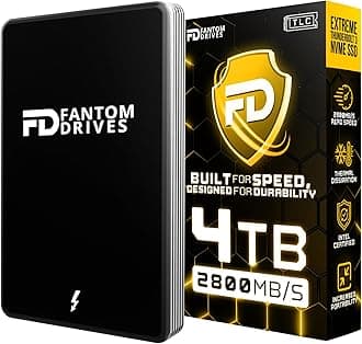 Fantom Drives Extreme 4TB External SSD - 2800MB/s, Thunderbolt 3 and 4, USB Type-C, Aluminum, Intel Certified, TB3X-2300N4TB