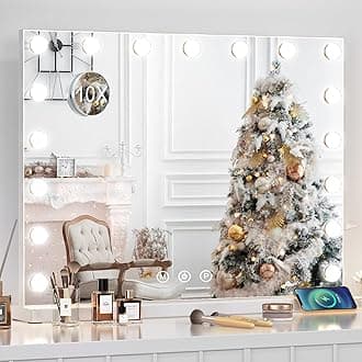 Hollywood Makeup Vanity Cosmetic Mirror Large Lighted Mirror with 17 LED Dimmable Bulbs, 3 Color Modes Smart Touch Control Tabletop or Wall Mounted Mirror For Bedroom(70CM x 55CM)