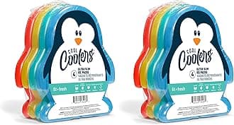 Fit & Fresh Cool Coolers Kids Lunch Box Ice Packs, Slim Ice Packs for Lunch Bags, Lunch Ice Packs Reusable-Multicolored 8 Pack Penguin