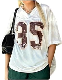 Oversized Jersey Women Summer Tops 2024 Grunge Graphic Tees Y2k Streetwear Short Sleeve Shirts