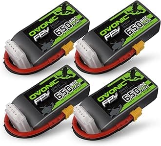 OVONIC 4S 650mAh Lipo Battery 14.8V 80C Battery with XT30 Plug for RC Car Truck RC Vehicles Boat Drone RC Airplane Quadcopter Helicopter FPV Racing Hobby Models [4pcs]