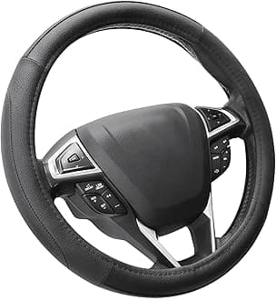 Microfiber Leather Steering Wheel Cover, For Outer Diameters of Approximately 14.6 inches (37 cm) to 15.4 inches (39 cm)