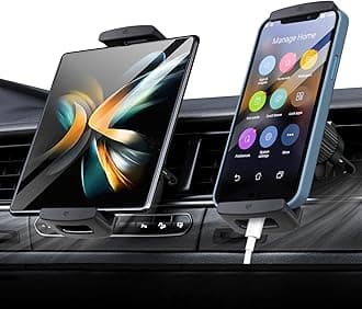 Z Fold 5 Car Mount, [360° Rotatable& Firmly Grip & Never Fall Off] Vent Tablet Mount for Car, iPad mini Car Mount for Samsung Z Fold 7 6 5 4 3 2 iPhone 16 Google Motorola LTC