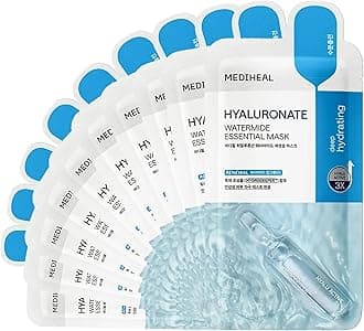 Hyaluronate Watermide Essential Mask 10 Sheets | Hydrating & Moisturizing Facial Mask with Hyaluronic Acid