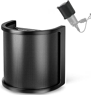 Mic Pop Filter - Upgraded Three Layers Windscreen Mask Shield Compatible with AT2020 USB Gaming Microphone, Suitable for 35 mm to 50 mm Microphones