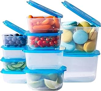 Premium Attached Food Storage Containers, Permanently Attached Plastic Lid, Never Lose & Space Saving Organization (10 Pack)