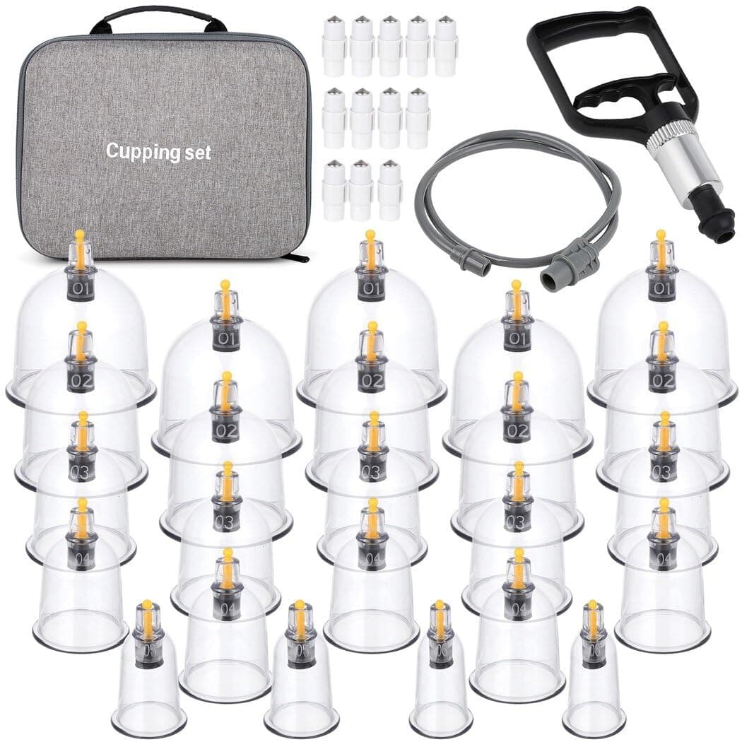 yeesport 24 Cups Cupping Therapy Set, Cupping Kit for Massage Therapy, Cupping Set Massage Therapy Cups with Vacuum Magnetic Pump, Suction Hijama Cupping Set for Pain Relief Relaxation
