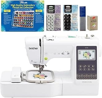 SE700 Sewing and Embroidery Machine, 63-Piece Thread Set, 20 Bobbins, 100-Piece 75/11 Embroidery Needles, Stabilizer Roll