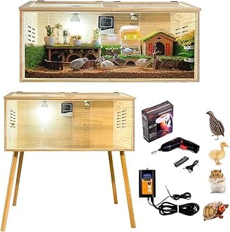 Mirotuz Brooder Box for Chicks,with Sliding Door,Table Legs,2 Types of Thermo...