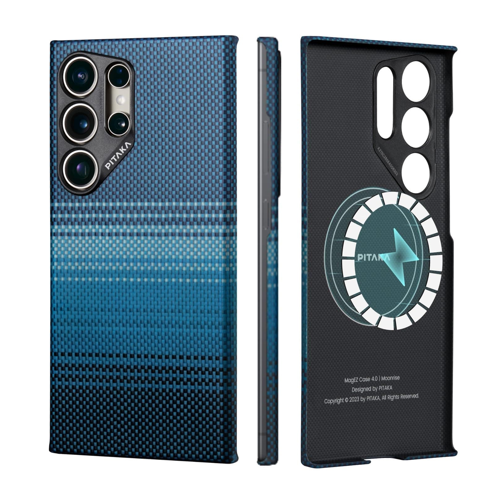 pitaka Case for Samsung Galaxy S24 Ultra, 6.8 Inch, Compatible with MagSafe, Slim & Light Samsung Galaxy S24 Ultra Case, 1500D Aramid Fiber Made [MagEZ Case 4 - Moonrise]